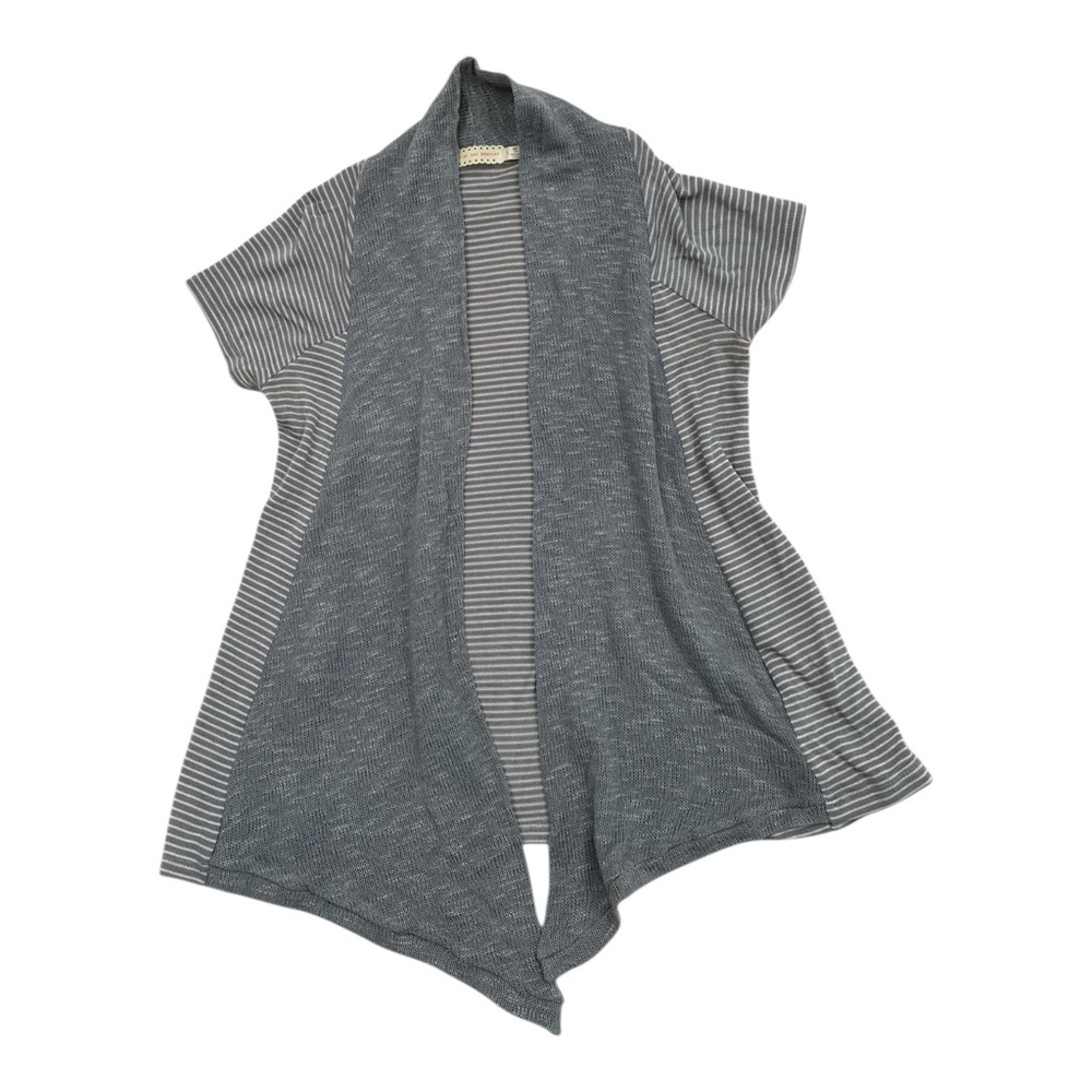 Pins and Needles Gray Striped Open Front Knit Cardigan - Size Small